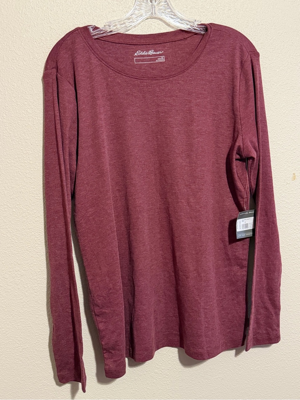 NWT Women’s Eddie Bauer Long-Sleeve Crewneck Top - Berry- great for layering !